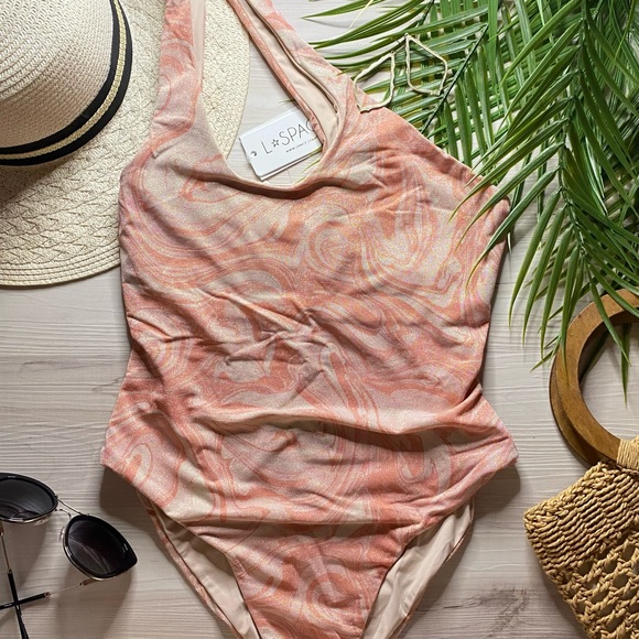 L*Space All Swirled Up One Shoulder Glitter Phoebe One Piece Swimsuit - Picture 4 of 13